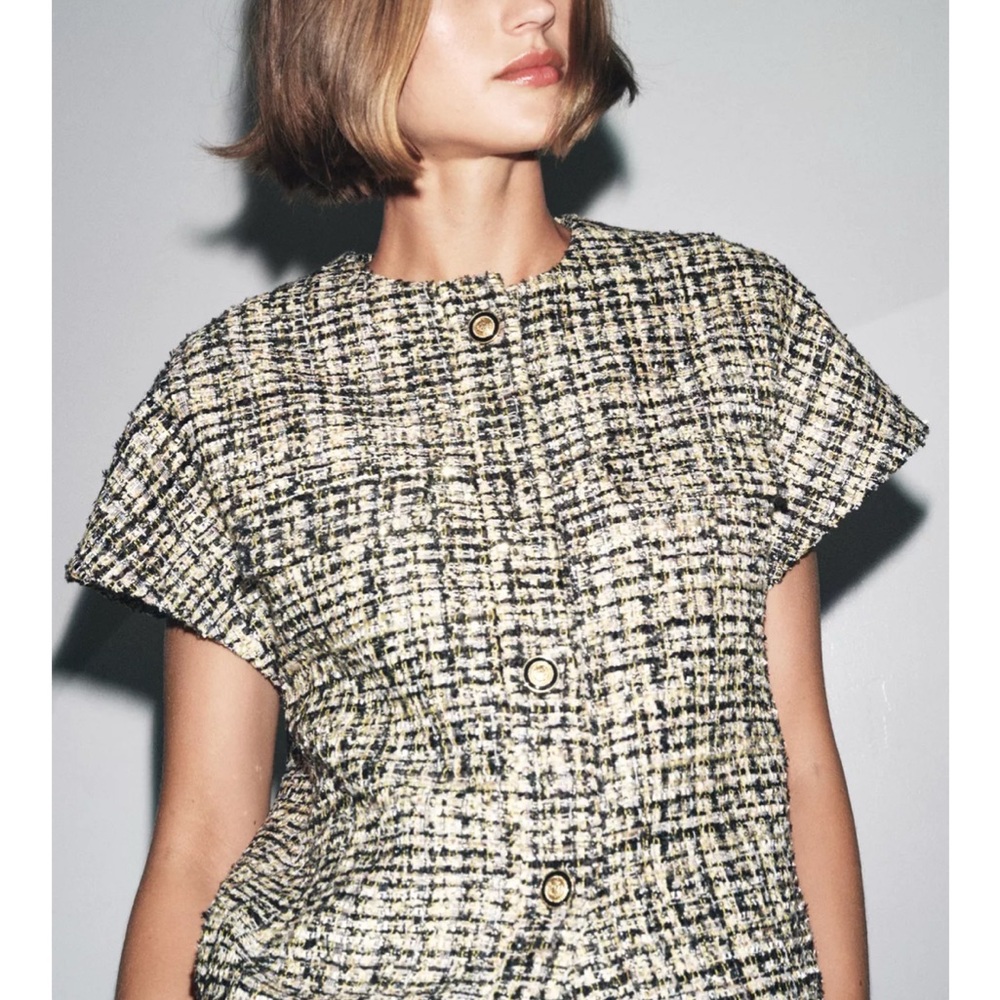 Zara Tweed Button Vest ZW Collection
